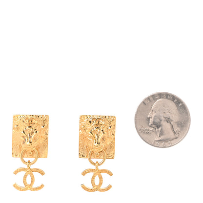 Chanel Metal CC Lion Earrings Gold 2 of 5