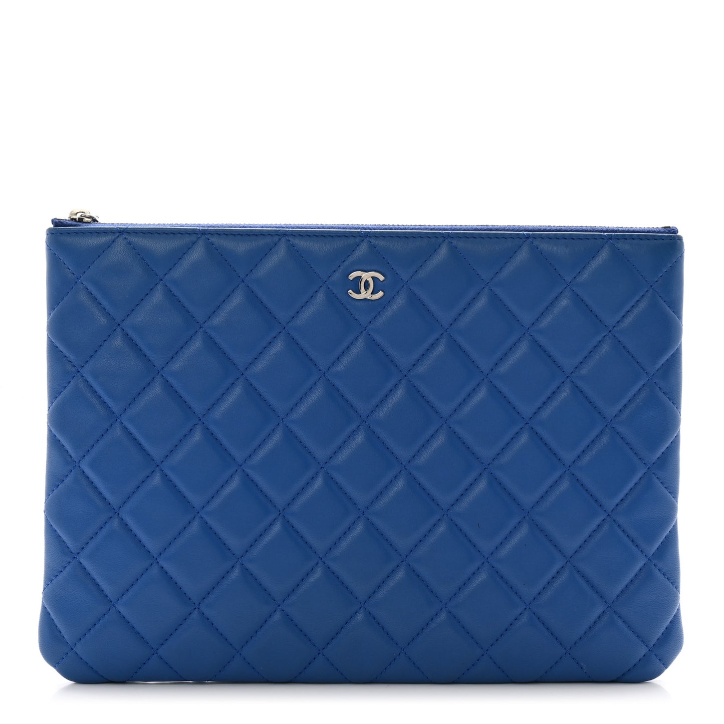 Lambskin Quilted Medium Cosmetic Case Blue