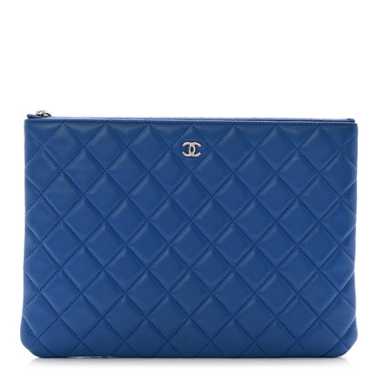 Chanel Lambskin Quilted Medium Cosmetic Case Blue 1 of 10