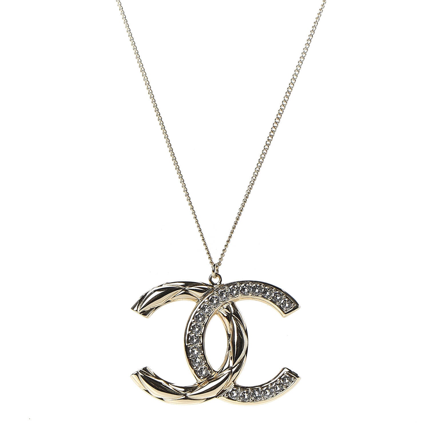 Chanel Metal Crystal 2.55 Bijoux CC Necklace Gold 1 of 5