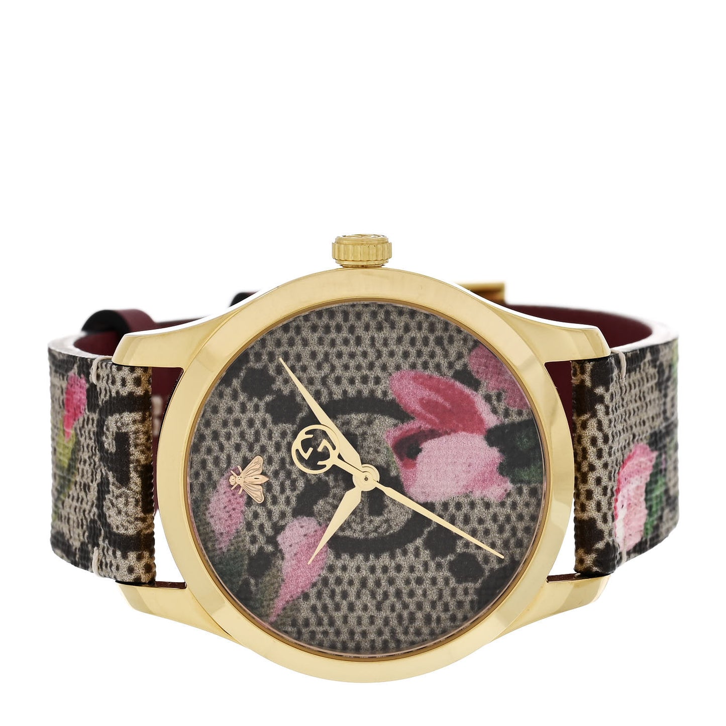 Stainless Steel Canvas 38mm G-Timeless Supreme GG Blooms Quartz Watch Brown