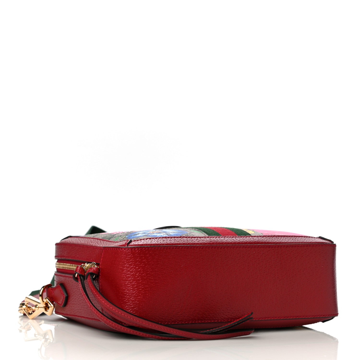 Gucci GG Supreme Monogram Flora Web Small Ophidia Top Handle Shoulder Bag Hibiscus Red 3 of 10