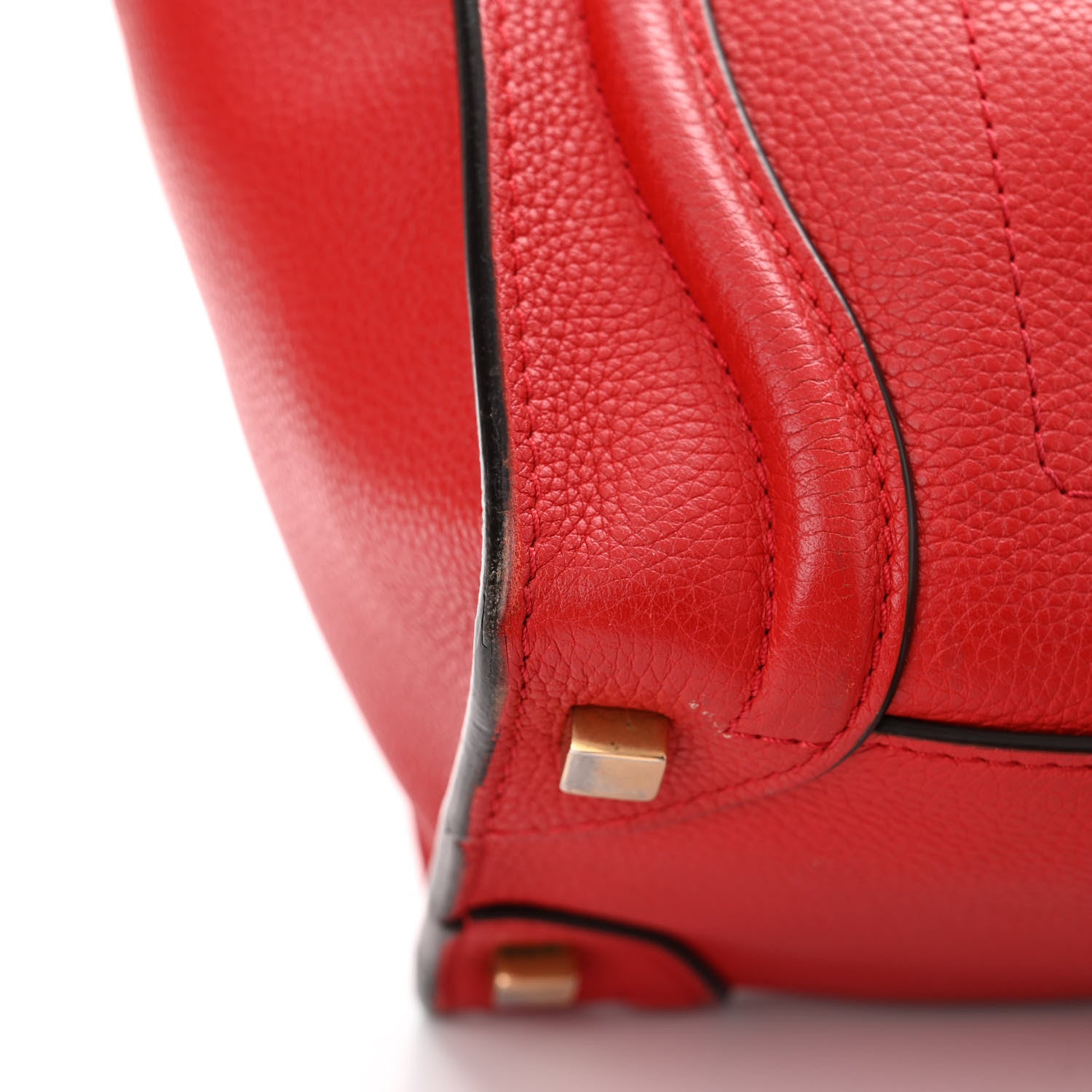 Celine Drummed Calfskin Micro Luggage Coquelicot 12 of 17