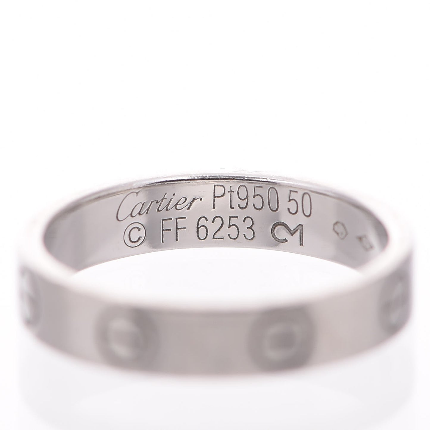 Platinum 4mm LOVE Ring 50 5.25