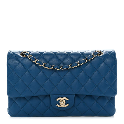 Chanel Caviar Quilted Medium Double Flap Blue 1 of 12