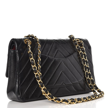 Chanel Lambskin Chevron Quilted Medium Double Flap Black 4 of 18
