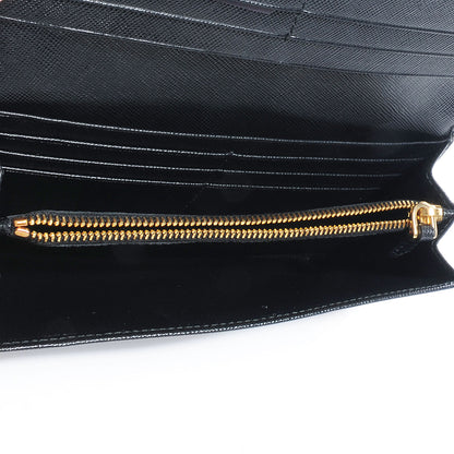 Prada Saffiano Metal Continental Wallet Nero Black 8 of 9