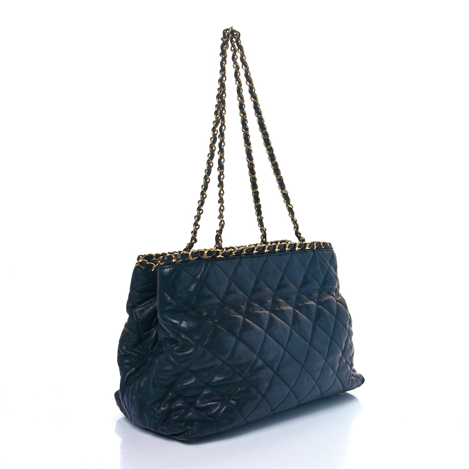 Chanel Calfskin Quilted Small Chain Me Tote Navy 3 of 10