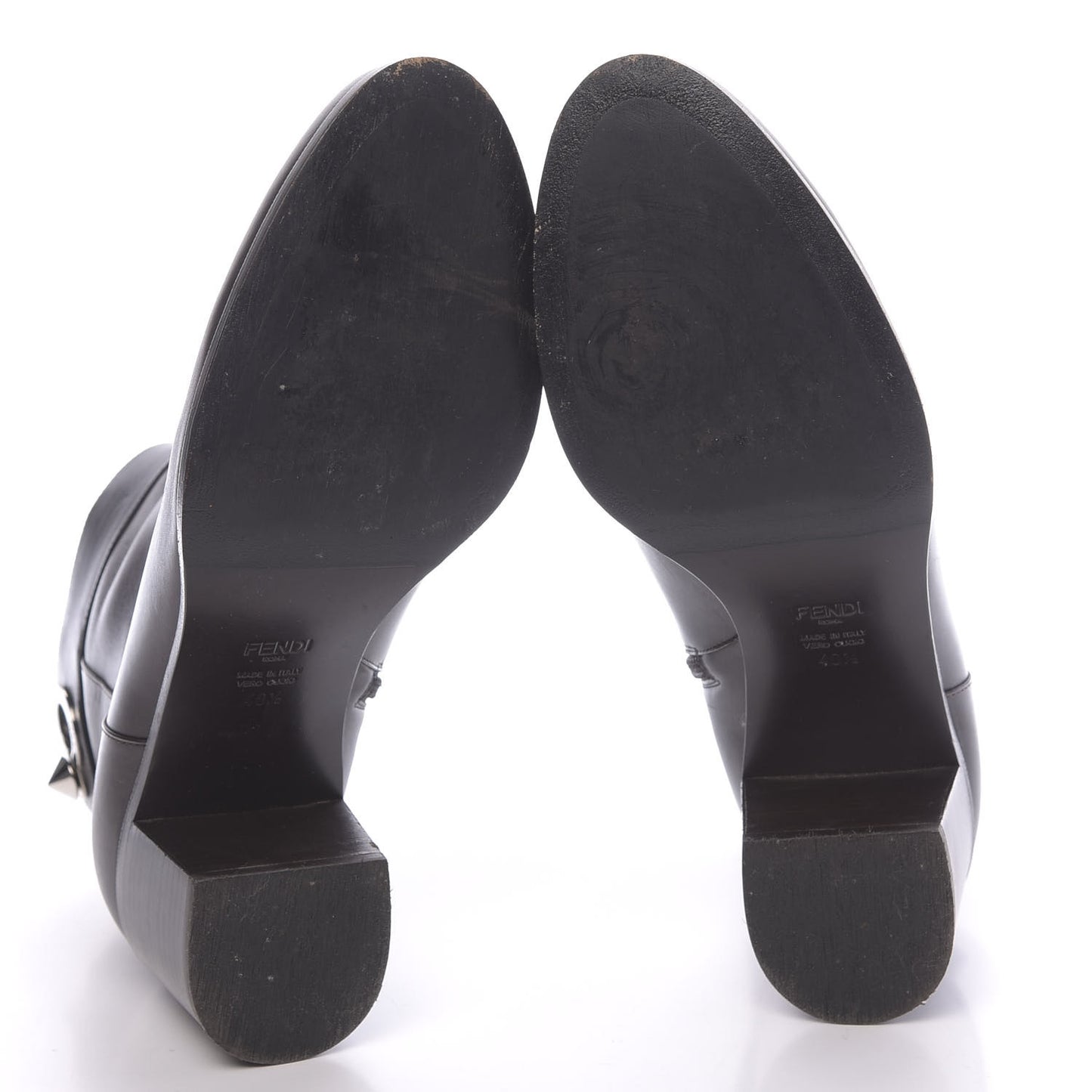 Calfskin Square Heel Short Booties 40.5 Black