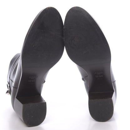 Fendi Calfskin Square Heel Short Booties 40.5 Black 5 of 8