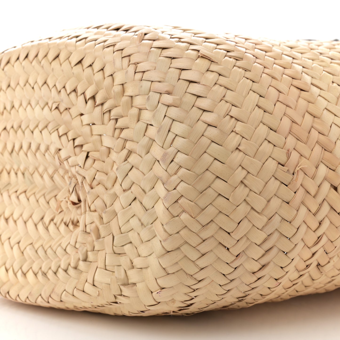 Palmitto Vitello Woven Braided Large Basket Tote Bag Naturale White