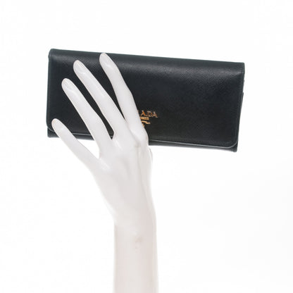 Prada Saffiano Metal Continental Flap Wallet Nero Black 2 of 7