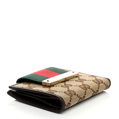 Gucci Monogram Ladies Web French Flap Wallet Dark Brown 4 of 8