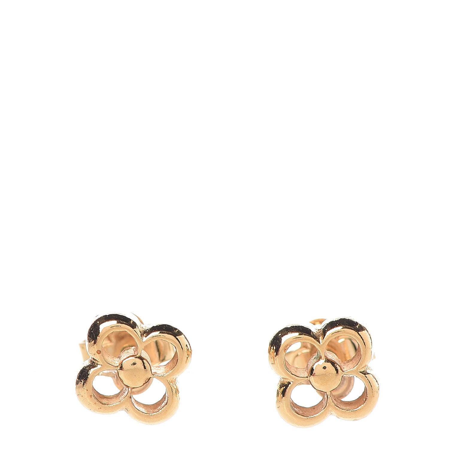 Louis Vuitton Brass Flower Full Stud Earrings Gold 1 of 3