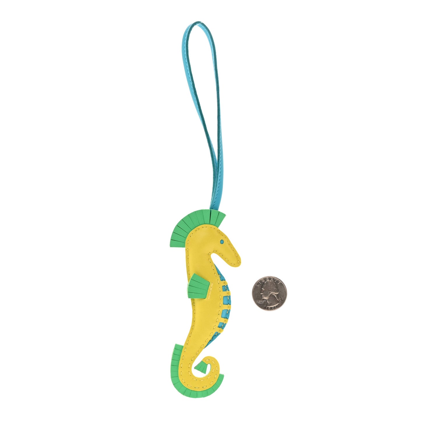 Milo Lambskin Hippo Bag Charm Lime Vert Comics Bleu Azteque