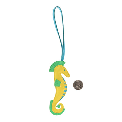 Hermes Milo Lambskin Hippo Bag Charm Lime Vert Comics Bleu Azteque 2 of 6
