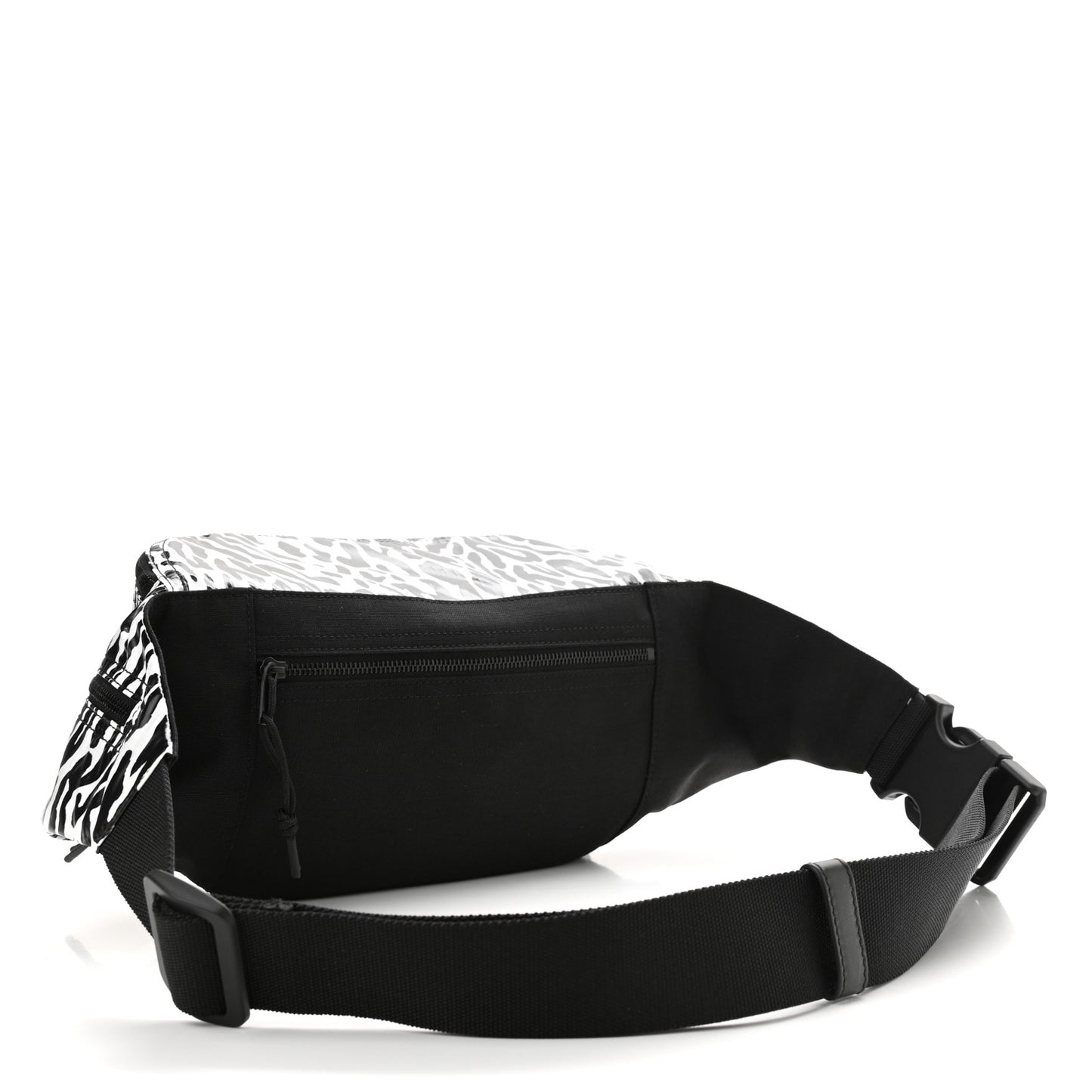 Nylon Leopard Print Belt Bag Black White