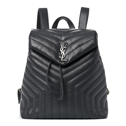 Saint Laurent Calfskin Y Quilted Monogram Medium Loulou Backpack Storm 1 of 16