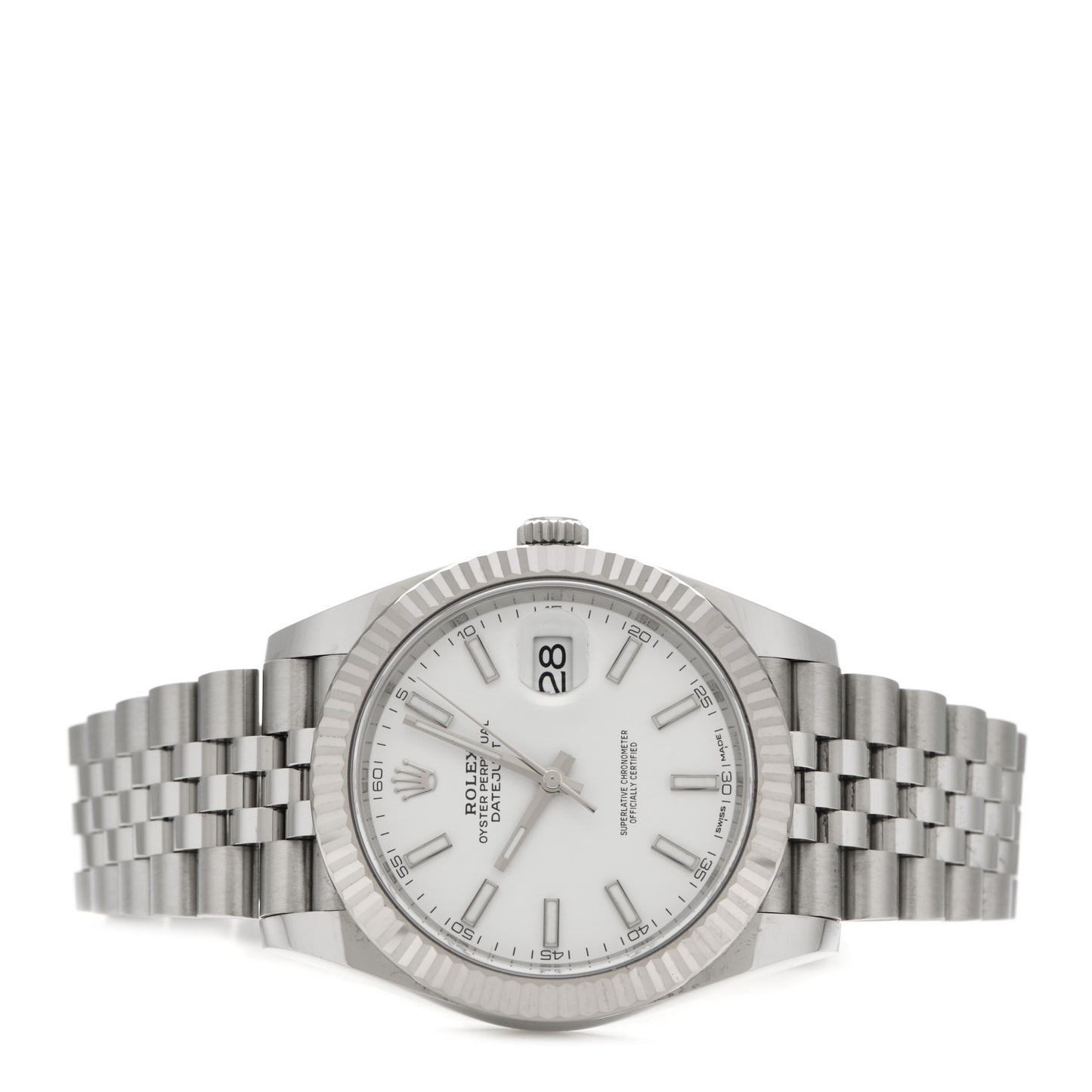 Stainless Steel 18K White Gold 41mm Oyster Perpetual Datejust Watch White 126334