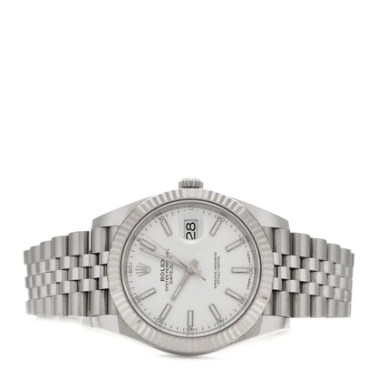 Rolex Stainless Steel 18K White Gold 41mm Oyster Perpetual Datejust Watch White 126334 2 of 6