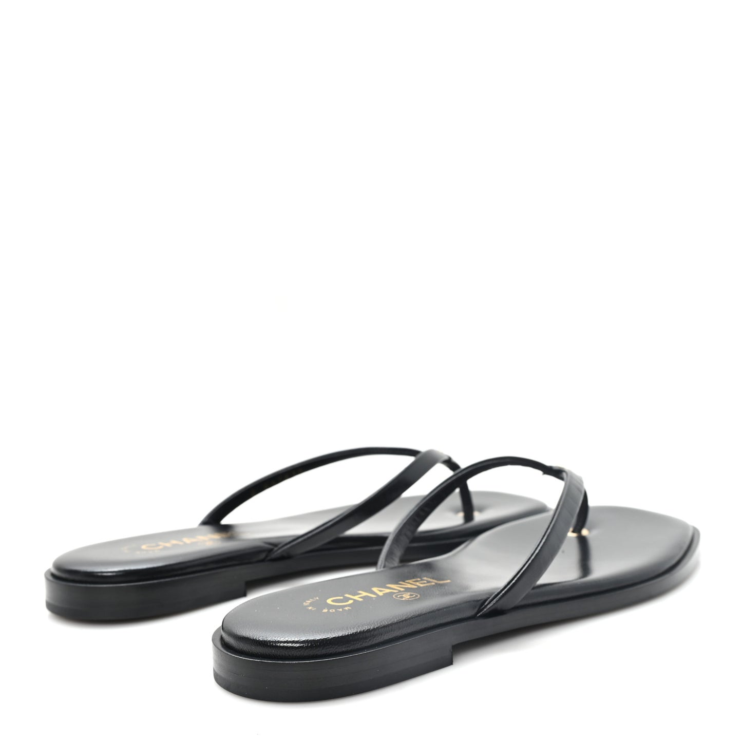 Goatskin CC Times Square Thong Sandals 40 Black