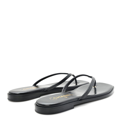 Chanel Goatskin CC Times Square Thong Sandals 40 Black 5 of 10