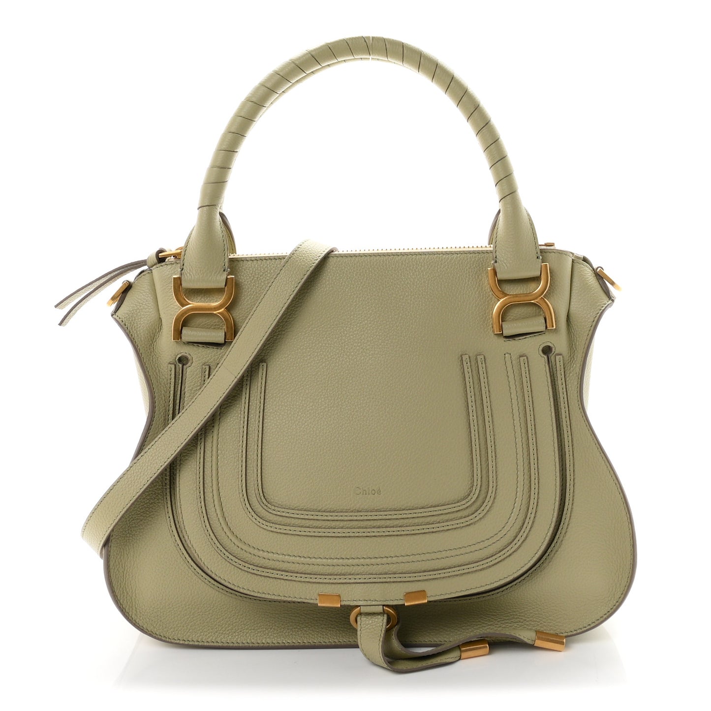 Calfskin Medium Marcie Satchel Faded Green