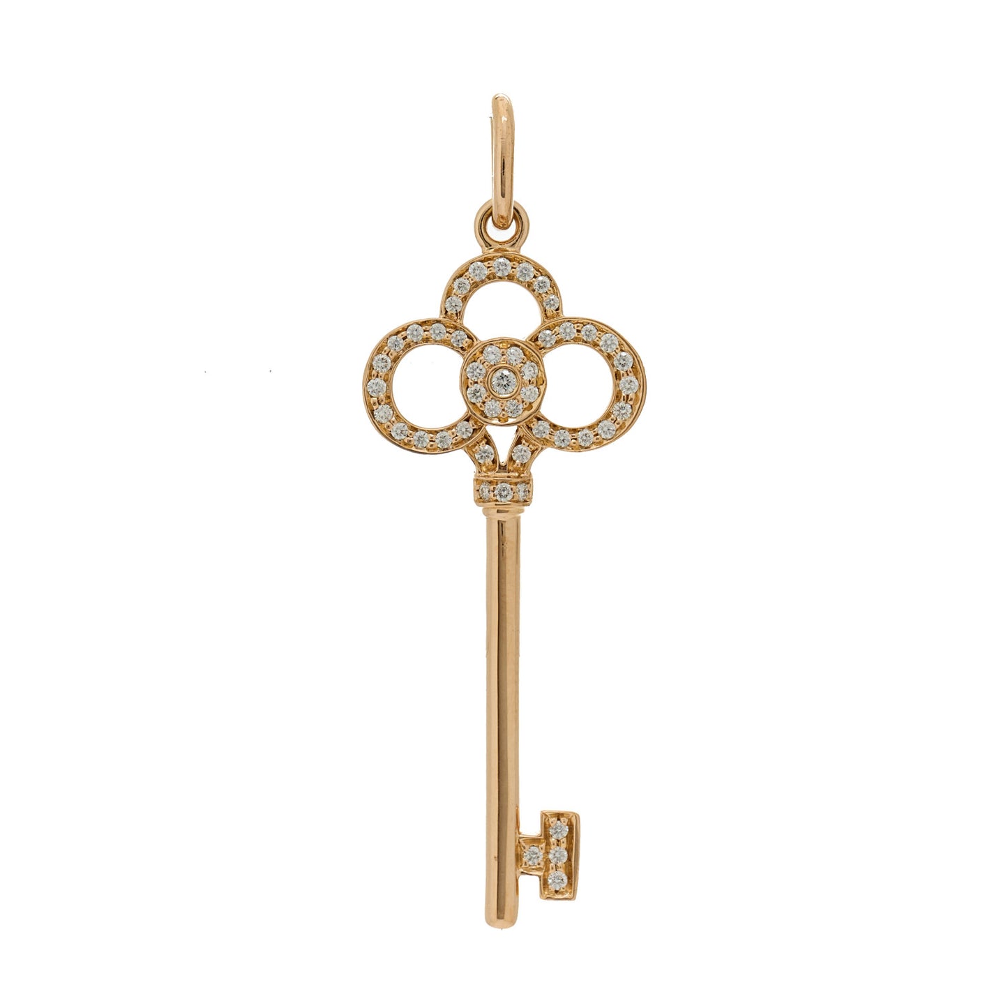 18K Rose Gold Diamond Crown Key Pendant