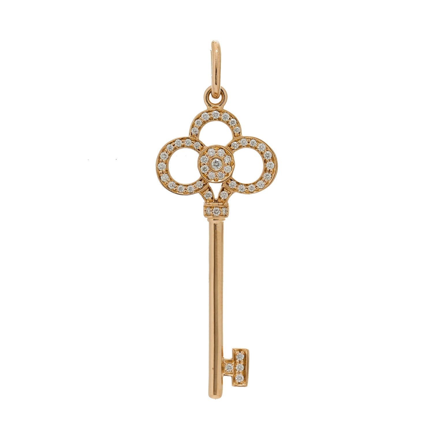 Tiffany 18K Rose Gold Diamond Crown Key Pendant 1 of 4