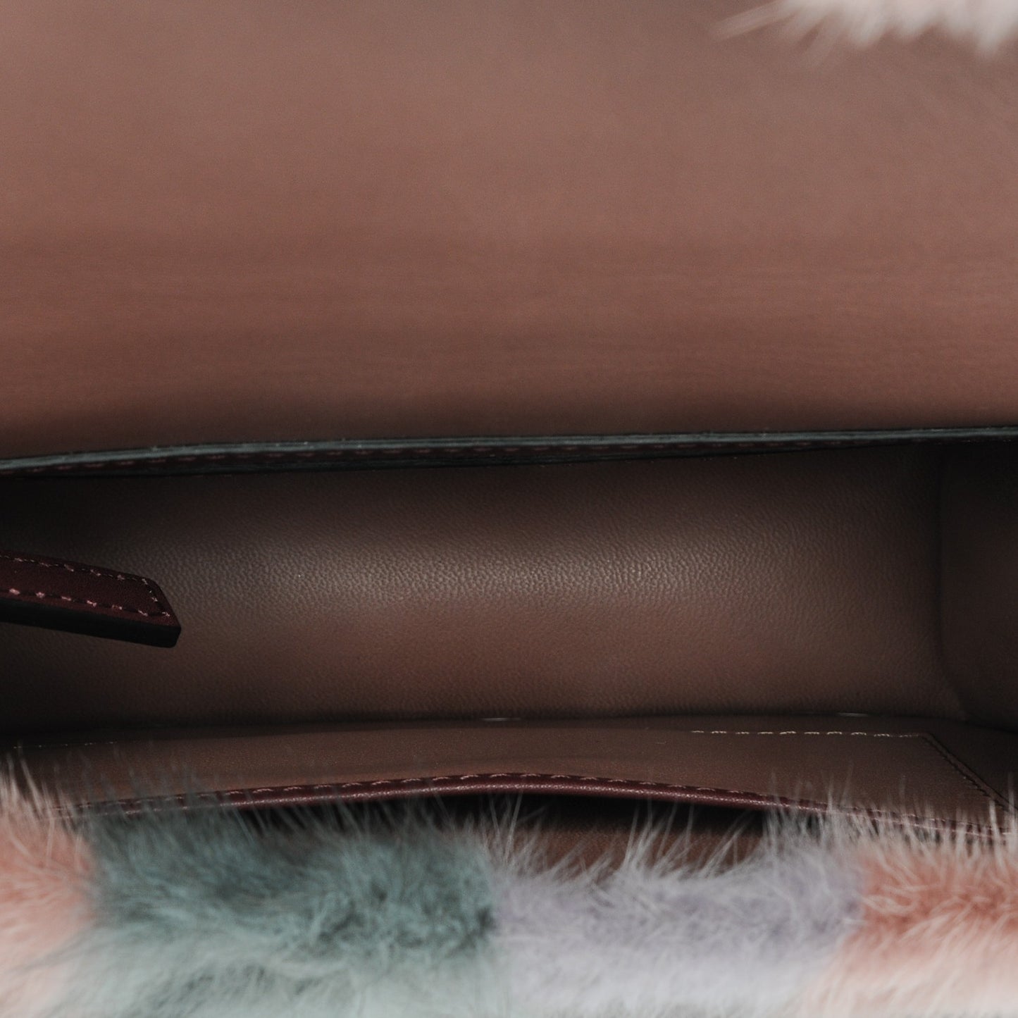 Mink Fur Colorblock Small Glam Lock Rockstud Flap Multicolor