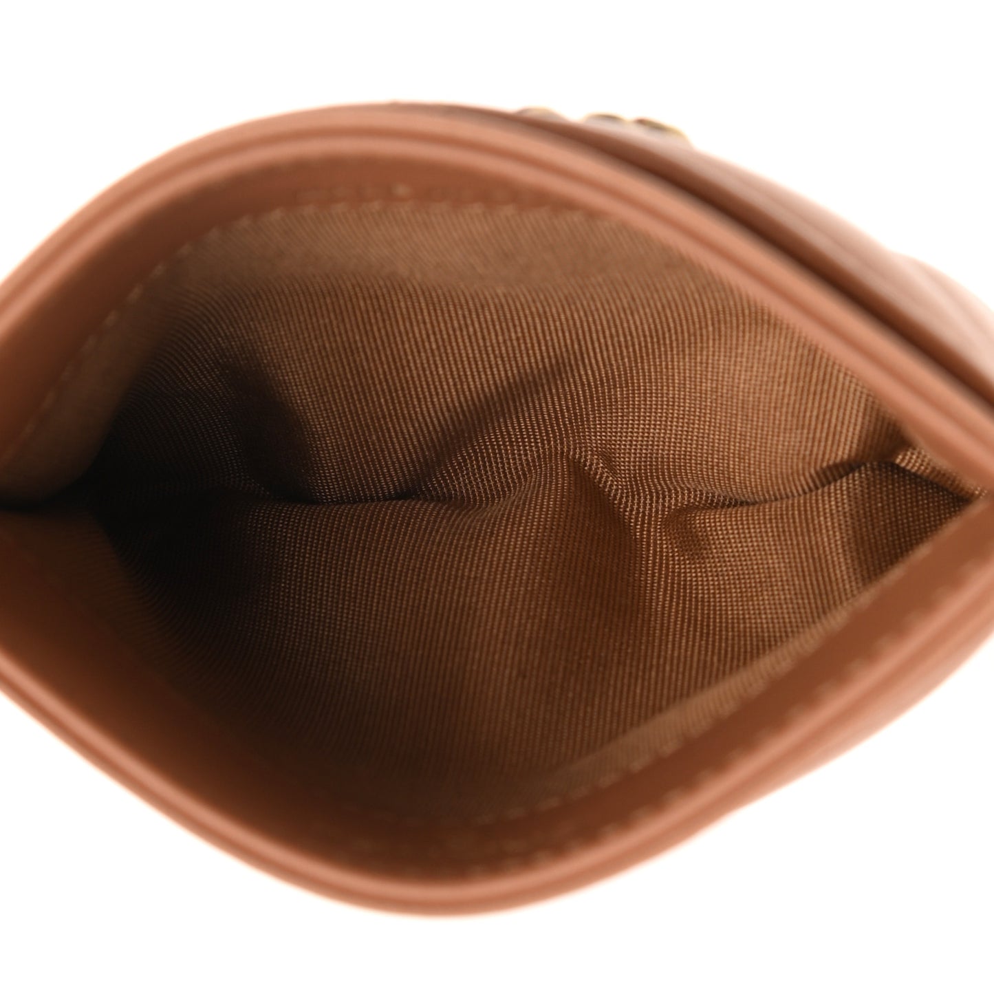 Lambskin Quilted Chanel 19 Card Holder Brown