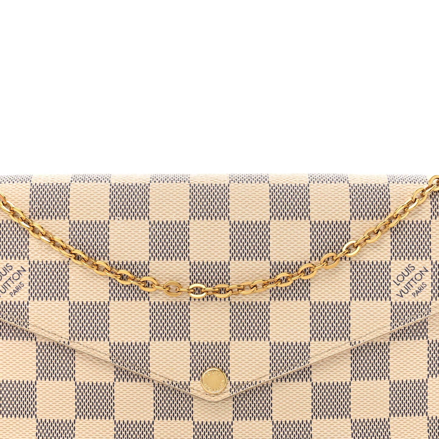 Damier Azur Pochette Felicie Chain Wallet Rose Ballerine