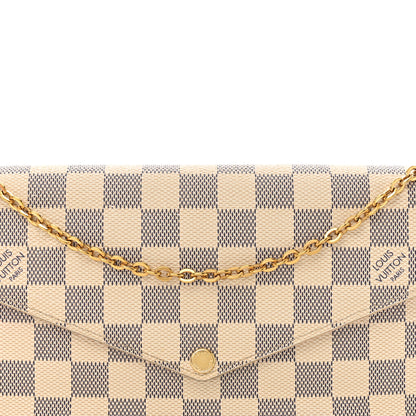 Louis Vuitton Damier Azur Pochette Felicie Chain Wallet Rose Ballerine 9 of 15