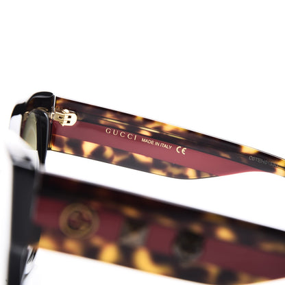 Gucci Acetate Square Frame Web Sunglasses GG0059S Black Tortoise 6 of 7