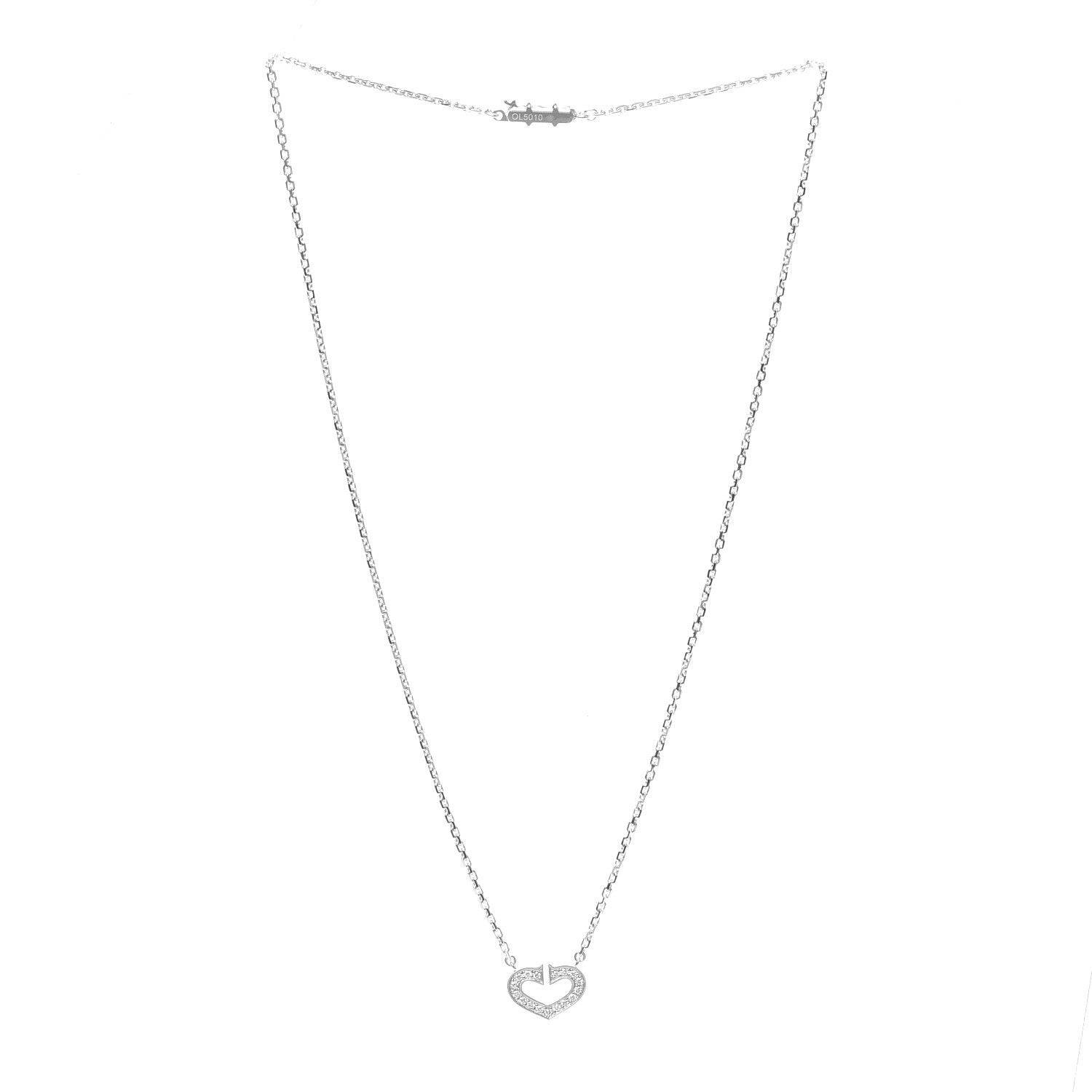 Cartier 18K White Gold Diamond Small Hearts and Symbols Pendant Necklace 3 of 8