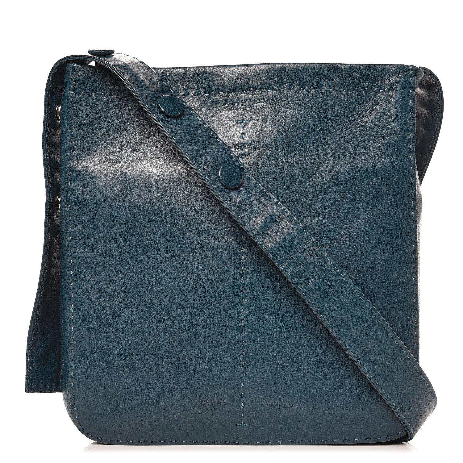 Celine Soft Lambskin Pouch Croissant Shoulder Bag Petrol 1 of 8