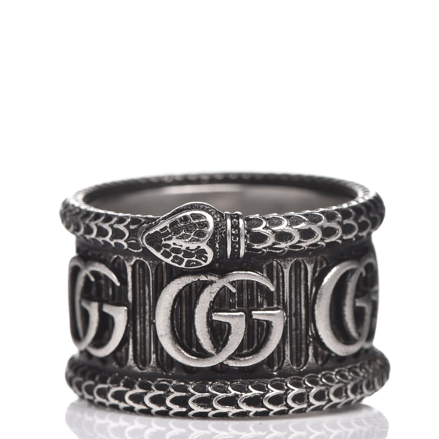 Sterling Silver GG Marmont Snake Band Ring 55 7.5