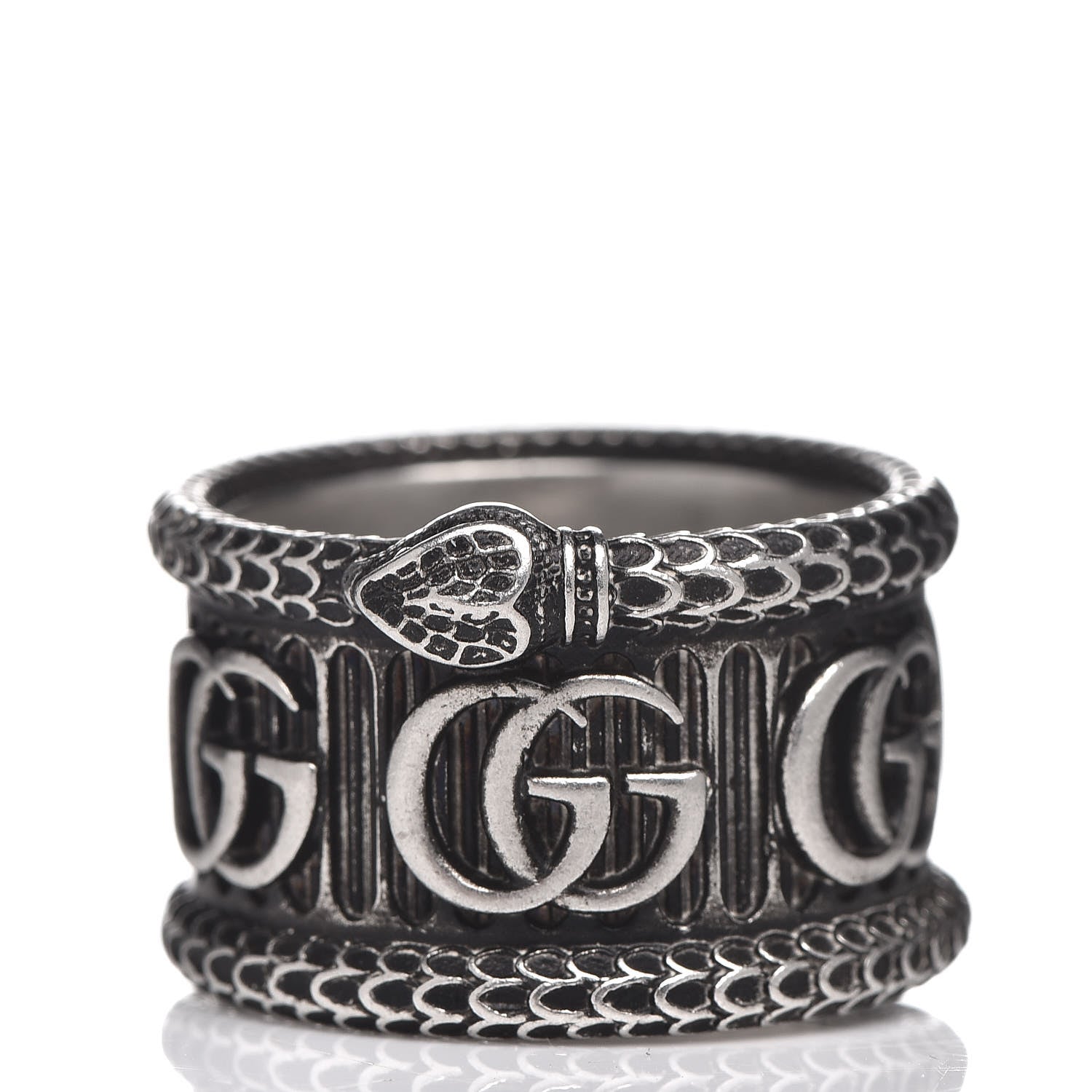 Gucci Sterling Silver GG Marmont Snake Band Ring 55 7.5 4 of 8