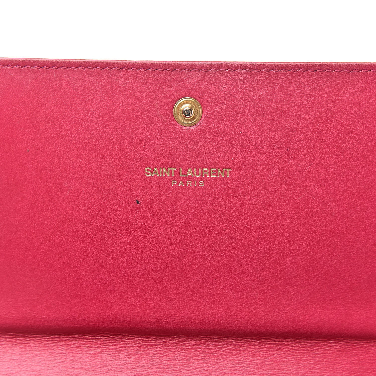 Saint Laurent Patent Grain de Poudre Classic Large Letters Flap Wallet Bubblegum 6 of 15