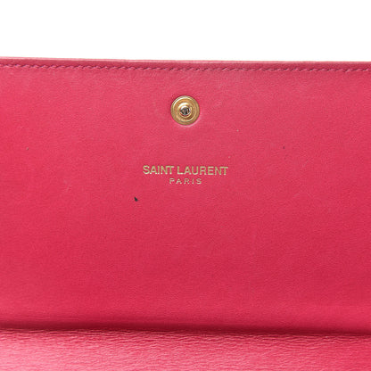 Saint Laurent Patent Grain de Poudre Classic Large Letters Flap Wallet Bubblegum 6 of 15