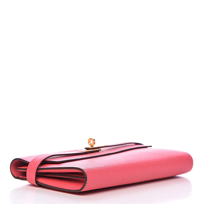 Hermes Chevre Mysore Kelly Longue Wallet Rose Lipstick 4 of 9