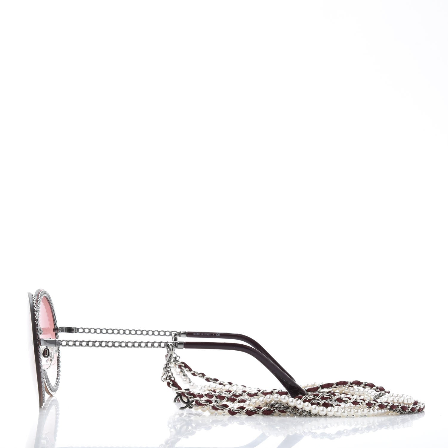 Chanel Round Removable Triple Hanging Chain Sunglasses 4245 Pink Silver 3 of 8