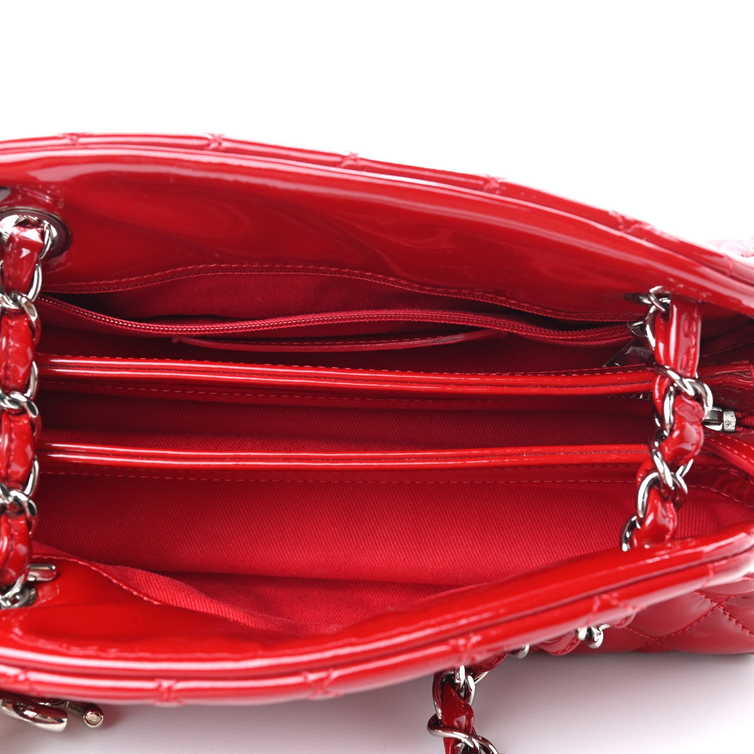 Chanel Patent Quilted Small Just Mademoiselle Bowling Bag Red 5 of 9