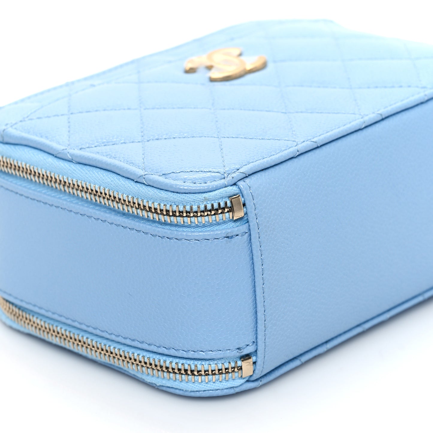 Caviar Quilted Mini Pick Me Up Vanity Case Light Blue