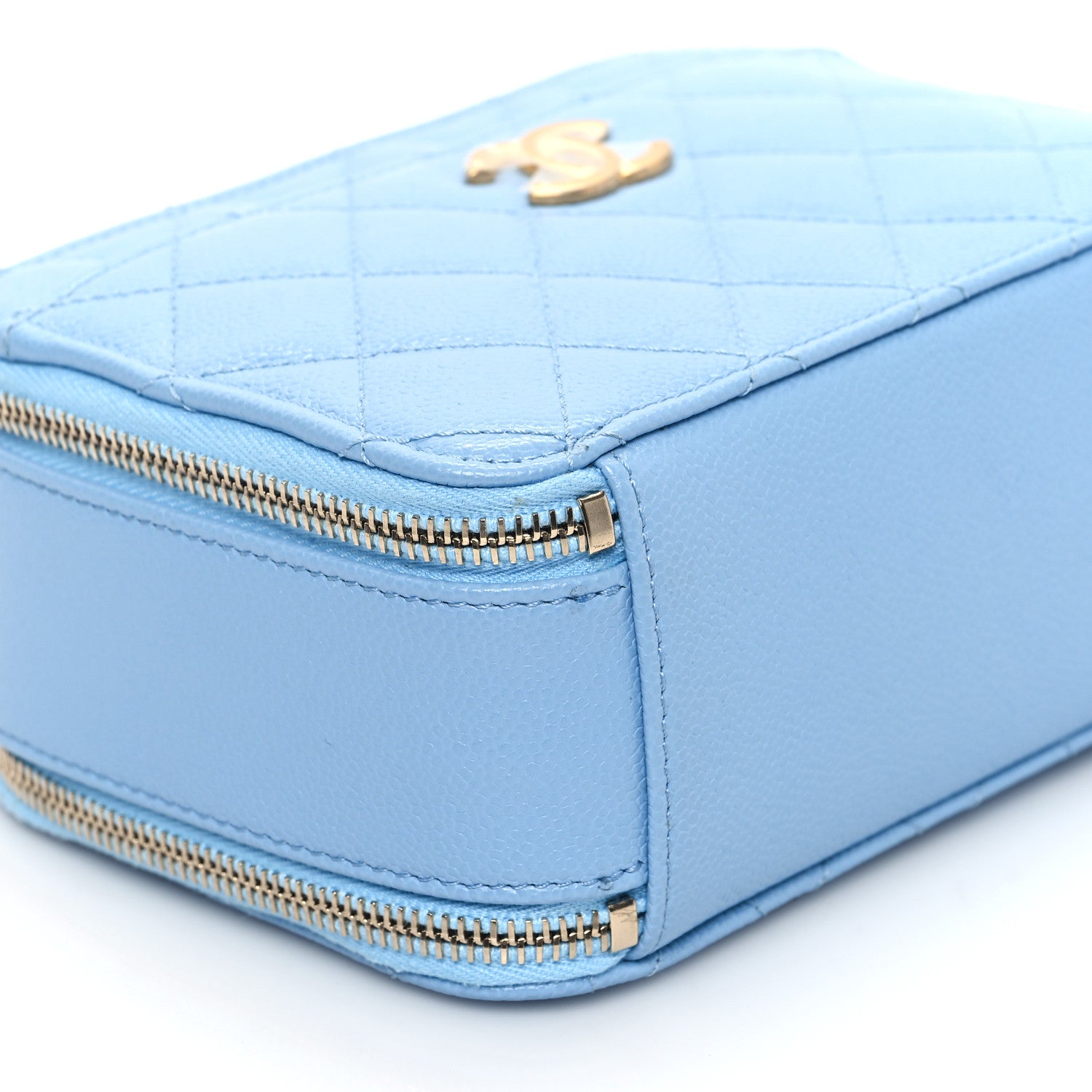 Chanel Caviar Quilted Mini Pick Me Up Vanity Case Light Blue 10 of 11