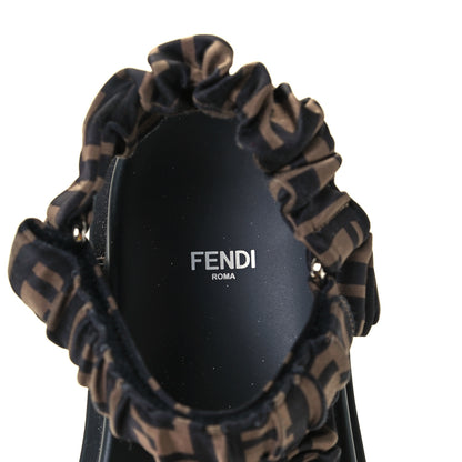 Fendi Satin FF Ruched Sandals 39 Tobacco Black 9 of 10