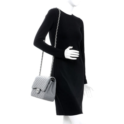 Chanel Caviar Quilted Jumbo Double Flap Grey 2 of 9