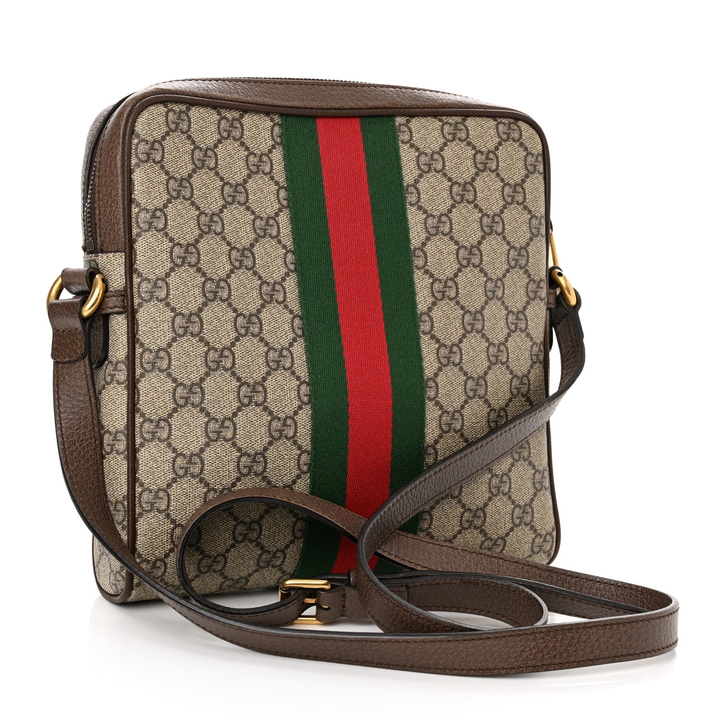 GG Supreme Monogram Web Small Ophidia Messenger Bag Brown