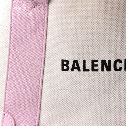 Balenciaga Cotton Canvas Satin Calfskin Navy Cabas XS Natural Pink 9 of 9