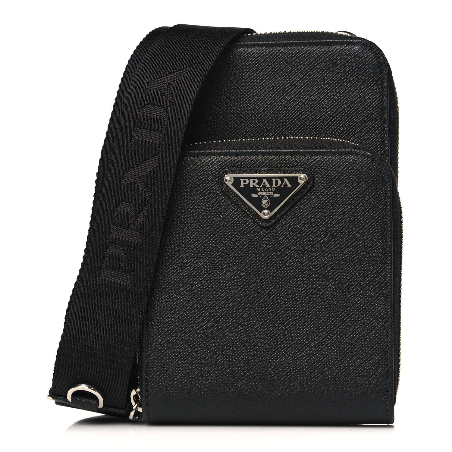 Prada Saffiano Phone Crossbody Pouch Black 1 of 8